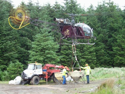 Fertiliser application with helicopter